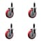 Service Caster 5'' Red Poly Wheel Swivel 1-1/8'' Expanding Stem Caster Set, 4PK SCC-EX20S514-PPUB-RED-118-4 - alternate 1